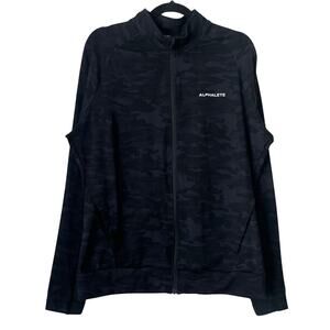 Alphalete Jacket Mens Large Black Pro Elite Camo Full Zip Athleisure Gym Workout